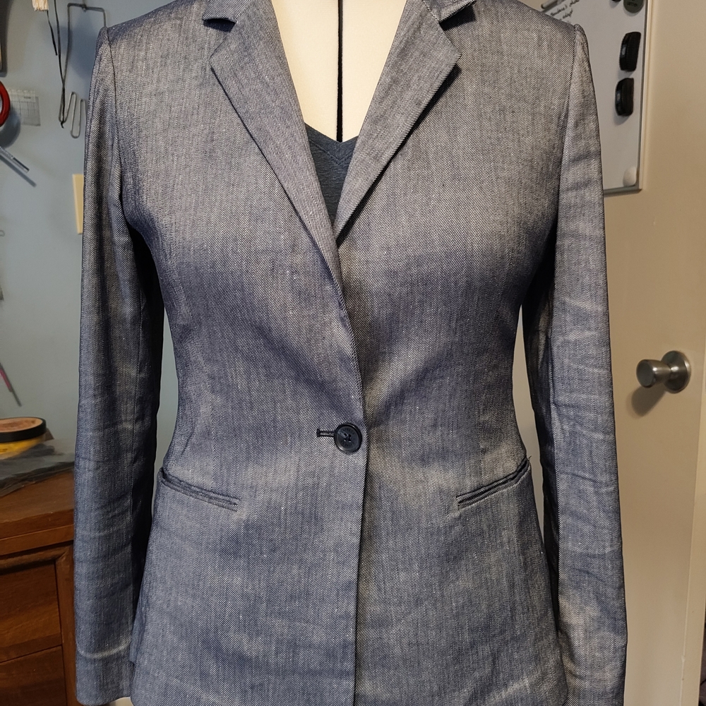 Express Women's Denim Gray Fitted Blazer